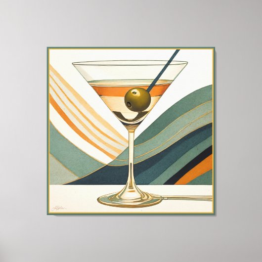 Mid Century Modern Martini Cocktail Hour Canvas Afdruk (Voorkant)