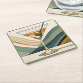Mid Century Modern Martini Cocktail Hour Kartonnen Onderzetters (Schuin)