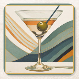 Mid Century Modern Martini Cocktail Hour Kartonnen Onderzetters