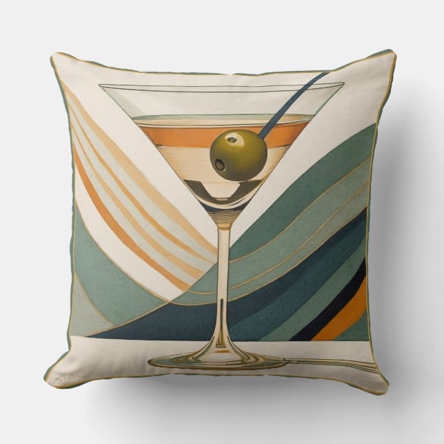 Mid Century Modern Martini Cocktail Hour Kussen (Voorkant)