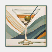 Mid Century Modern Martini Cocktail Hour Magneet (Voorkant)