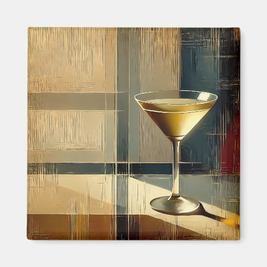 Mid Century Modern Martini in een Maanstraal Magneet (Voorkant)