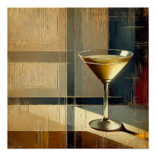 Mid Century Modern Martini in een Maanstraal Perfect Poster