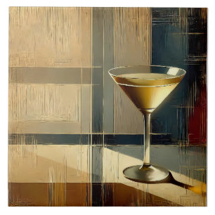 Mid Century Modern Martini in een maanstraal Tegeltje