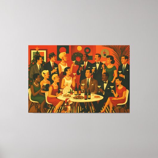 Mid Century Modern Martini Intellectuals Christmas Canvas Afdruk (Voorkant)