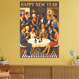 Mid Century Modern Martini Intellectuals New Year Canvas Afdruk
