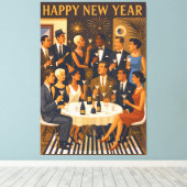 Mid Century Modern Martini Intellectuals New Year Canvas Afdruk (Insitu (Houten vloer))