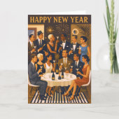 Mid Century Modern Martini Intellectuals New Year Kaart (Voorkant)