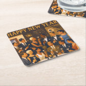 Mid Century Modern Martini Intellectuals New Year Kartonnen Onderzetters (Schuin)