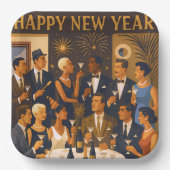 Mid Century Modern Martini Intellectuals New Year Papieren Bordje (Voorkant)