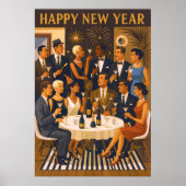 Mid Century Modern Martini Intellectuals New Year Poster (Voorkant)