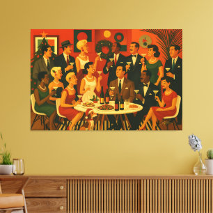 Mid Century Modern Martini Intellectuelen Kerstmis Canvas Afdruk
