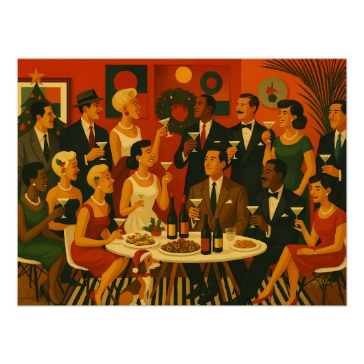 Mid Century Modern Martini Intellectuelen Kerstmis Perfect Poster (Voorkant)