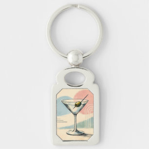 Mid Century Modern Martini Pastel Minimalistische  Sleutelhanger