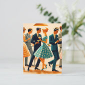 Mid Century Modern Martinis Dancing Cocktail Party Briefkaart (Staand voorkant)