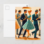 Mid Century Modern Martinis Dancing Cocktail Party Briefkaart (Voorkant / Achterkant)