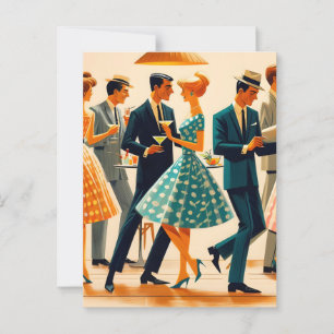 Mid Century Modern Martinis Dancing Cocktail Party Briefkaart