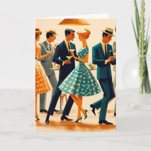 Mid Century Modern Martinis Dancing Cocktail Party Kaart