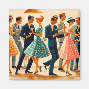 Mid Century Modern Martinis Dancing Cocktail Party Magneet