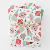 Mid Century Modern Merry Kerstmis Inpakpapier Vel (In situ)