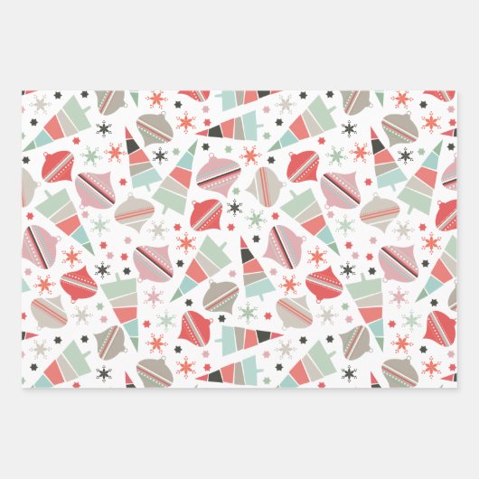 Mid Century Modern Merry Kerstmis Inpakpapier Vel (Voorkant)