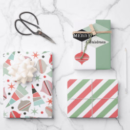 Mid Century Modern Merry Kerstmis Inpakpapier Vel