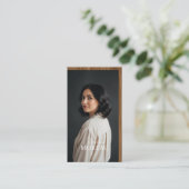 Mid-century Modern Minimal Woodgrain Photo QR Code Visitekaartje (Staand voorkant)