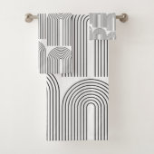 Mid Century Modern Minimalist Arch Lines in Black Bad Handdoek (Insitu)