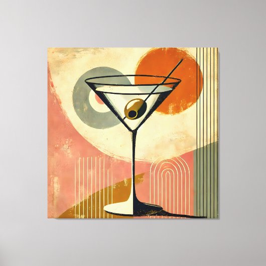 Mid Century Modern Minimalist Art Martini Canvas Afdruk (Voorkant)