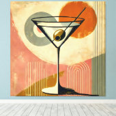 Mid Century Modern Minimalist Art Martini Canvas Afdruk (Insitu (Houten vloer))