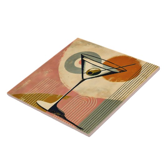 Mid Century Modern Minimalist Art Martini Tegeltje (Zijkant)