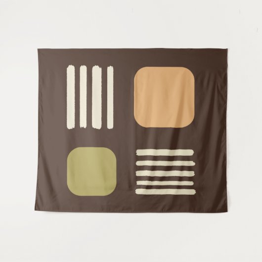 Mid Century Modern minimalist Squares Lines Brown Wandkleed (Voorkant (horizontaal))
