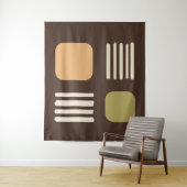 Mid Century Modern minimalist Squares Lines Brown Wandkleed (In situ)