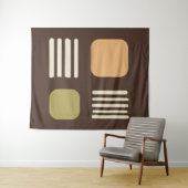 Mid Century Modern minimalist Squares Lines Brown Wandkleed (In Situ (horizontaal))