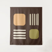 Mid Century Modern minimalist Squares Lines Brown Wandkleed (Voorkant)