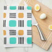 Mid Century Modern Minimalist Squares Lines Theedoek (Quarter Fold)