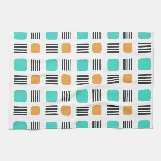 Mid Century Modern Minimalist Squares Lines Theedoek (Horizontaal)