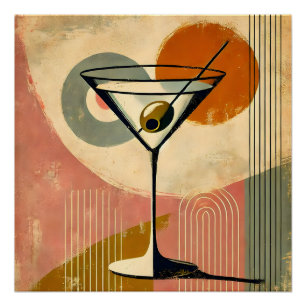 Mid Century Modern Minimalistische Kunst Martini Perfect Poster