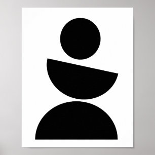 Mid Century Modern Minimalistische Zwarte Geometri Poster