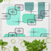 Mid Century Modern Mint Green Turquoise Theedoek (Gevouwen)