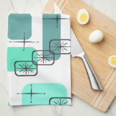 Mid Century Modern Mint Green Turquoise Theedoek (Quarter Fold)