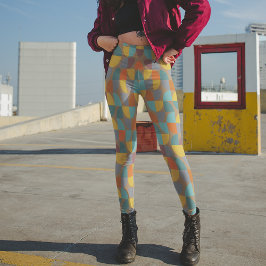 Mid-Century Modern Mocha Blauwgroen Gold Rust Pie- Leggings