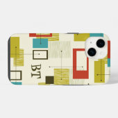 Mid Century Modern Monogram Gepersonaliseerde Retr iPhone Hoesje (Achterkant horizontaal)