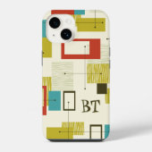 Mid Century Modern Monogram Gepersonaliseerde Retr iPhone Hoesje (Achterkant)