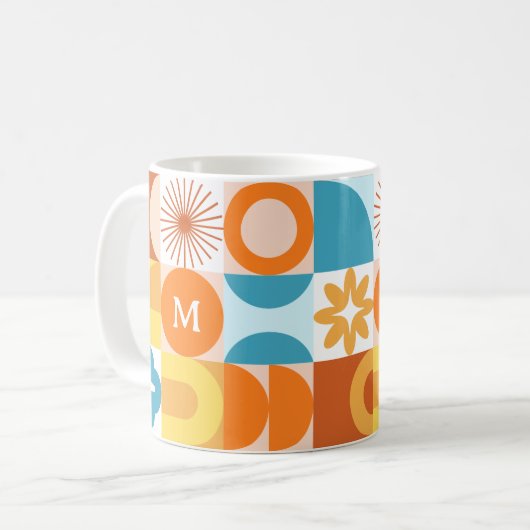Mid Century Modern Monogram Koffiemok (Voorkant links)