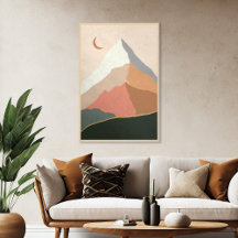 Mid Century Modern Mountains Abstract