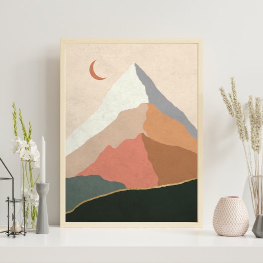 Mid Century Modern Mountains Abstract Poster