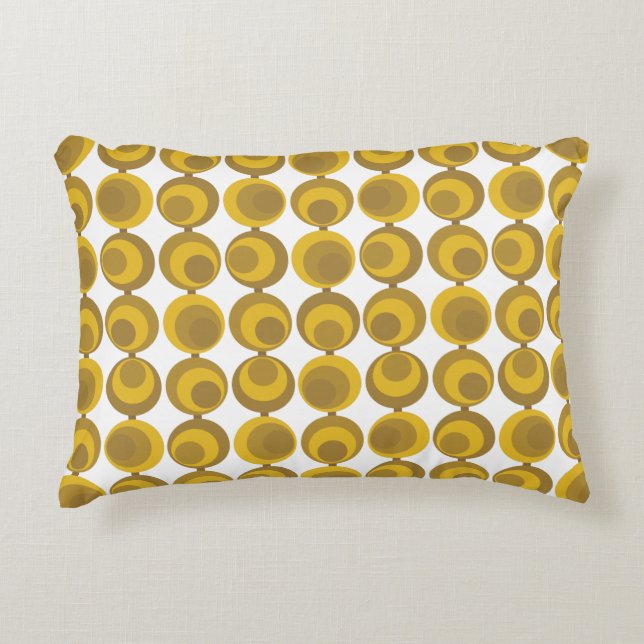Mid-Century Modern Mustard Gold Retro Geo Pattern Accent Kussen (Voorkant)
