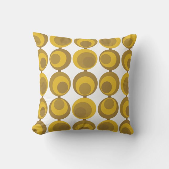 Mid-Century Modern Mustard Gold Retro Geo Pattern Kussen (Voorkant)