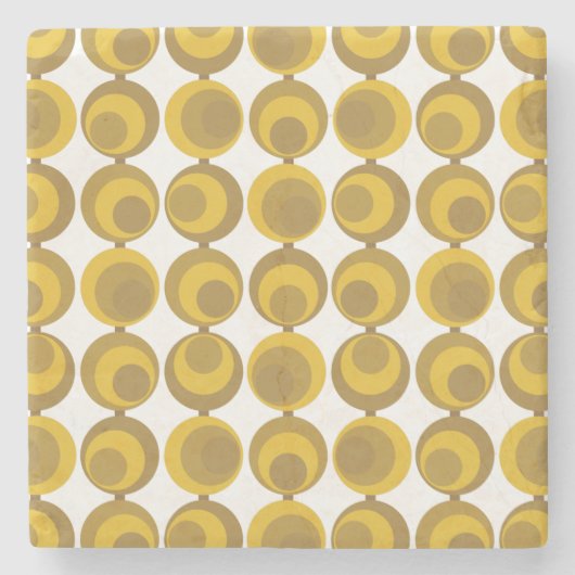 Mid-Century Modern Mustard Gold Retro Geo Pattern Stenen Onderzetter (Voorkant)